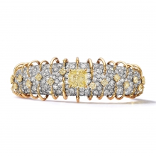 蒂芙尼BLUE BOOK高级珠宝铂金及18K黄金镶嵌一颗重逾5克拉的浓彩黄钻，黄钻及钻石手镯