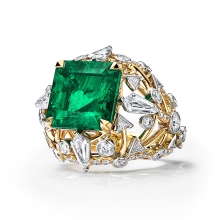 蒂芙尼BLUE BOOK高级珠宝18K黄金及铂金镶嵌一颗重逾8克拉的未经优化处理哥伦比亚祖母绿及钻石戒指