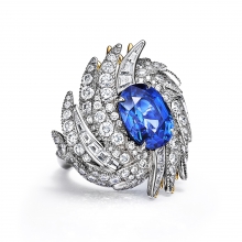 蒂芙尼BLUE BOOK高级珠宝铂金及18K黄金镶嵌一颗重逾7克拉的未经优化处理蓝宝石及钻石戒指