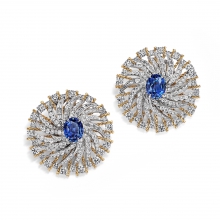 蒂芙尼BLUE BOOK高級珠寶鉑金及18K黃金鑲嵌總重逾9克拉的未經優化處理藍寶石及鉆石耳環