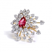 蒂芙尼BLUE BOOK高级珠宝18K黄金及铂金镶嵌一颗重逾2克拉的红色尖晶石及钻石戒指