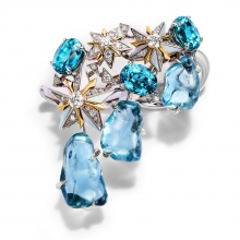 蒂芙尼BLUE BOOK高级珠宝铂金及18K黄金镶嵌总重逾8克拉的未经优化处理斯里兰卡蓝宝石，星光蓝宝石及钻石耳环