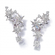蒂芙尼BLUE BOOK高级珠宝铂金镶嵌钻石及珍珠母贝耳环
