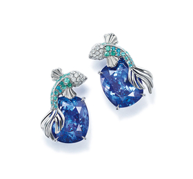 蒂芙尼BLUE BOOK高级珠宝坦桑石海洋生物造型耳环 胸针