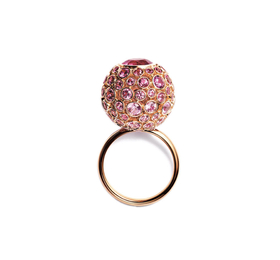 蒂芙尼 18k玫瑰金镶嵌粉色蓝宝石戒指 戒指