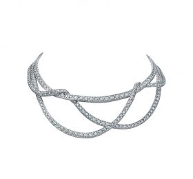 蒂芙尼MASTERPIECES RIBBONS系列铂金镶嵌圆形明亮式切割和方形钻石项链 项链