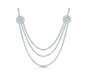 蒂芙尼BLUE BOOK高级珠宝铂金镶嵌圆形和长形钻石项链项链