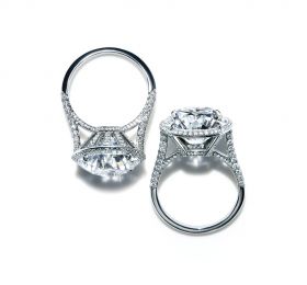 蒂芙尼 铂金镶嵌钻石戒指 戒指