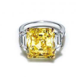 蒂芙尼 铂金和18k金镶嵌艳彩黄钻及钻石戒指 戒指