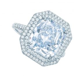蒂芙尼BLUE BOOK高级珠宝矩形改良明亮式切割蓝钻 戒指