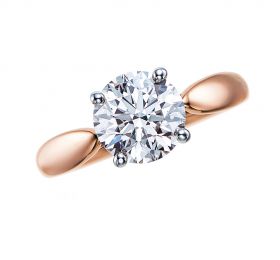 蒂芙尼订婚钻戒18K 玫瑰金镶嵌圆形明亮式切割订婚钻戒 戒指