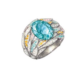 蒂芙尼 碧玺、彩色蓝宝石及钻石戒指 戒指