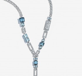 蒂芙尼BLUE BOOK高级珠宝The Four Seasons of Tiffany铂金镶嵌海蓝宝石与钻石项链官方图