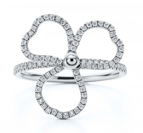 蒂芙尼 镶钻镂空花朵戒指 戒指