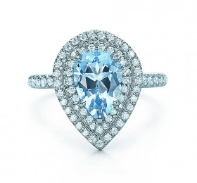 蒂芙尼TIFFANY SOLESTE海蓝宝石和钻石戒指戒指