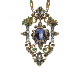 蒂芙尼古董珍藏18K黄金镶嵌蓝宝石、珐琅及彩色钻石官方图