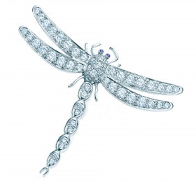 蒂芙尼 铂金镶钻蜻蜓造型胸针 胸针