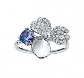 蒂芙尼 镶嵌钻石及坦桑石花朵戒指 戒指