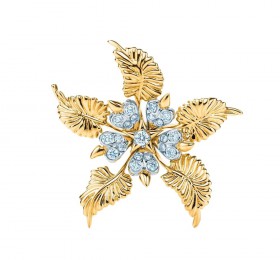 蒂芙尼SCHLUMBERGER™高级珠宝18K黄金镶钻花叶造型胸针 胸针