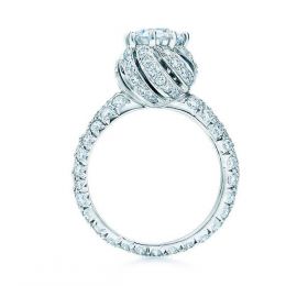 蒂芙尼SCHLUMBERGER™高级珠宝铂金镶钻戒圈镶嵌花蕾式圆形明亮式切割钻石订婚钻戒官方图