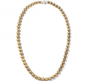 蒂芙尼 18K黄金镶嵌圆形金色南洋珍珠及圆形钻石项链 项链