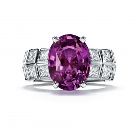 蒂芙尼 18K白金镶嵌椭圆形紫色蓝宝石及公主方形切割钻石戒指 戒指