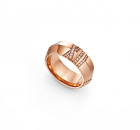 蒂芙尼 18K玫瑰金镶钻宽式戒指 戒指