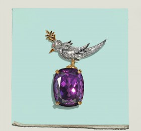 蒂芙尼史隆伯杰系列“石上鸟”胸针官方图