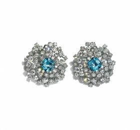 蒂芙尼 18K白金镶嵌海蓝宝石及钻石耳环 耳饰