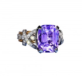 蒂芙尼 铂金及18K黄金镶嵌紫色尖晶石及钻石缎带造型戒指 戒指