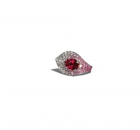 蒂芙尼 铂金镶嵌红色尖晶石及钻石戒指 戒指