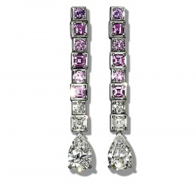 蒂芙尼 铂金镶嵌紫色至粉色蓝宝石及钻石耳环 耳饰