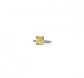 蒂芙尼 铂金及18K黄金镶嵌浓彩黄钻及钻石戒指 戒指