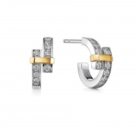 蒂芙尼TIFFANY EDGE系列铂金及18K黄金镶钻耳环官方图