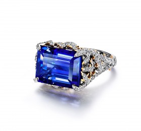蒂芙尼BLUE BOOK高级珠宝2023 BLUE BOOK铂金镶嵌坦桑石及钻石戒指 戒指
