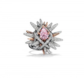 蒂芙尼 铂金及18K玫瑰金镶嵌钻石及浓彩紫粉色钻石戒指 戒指