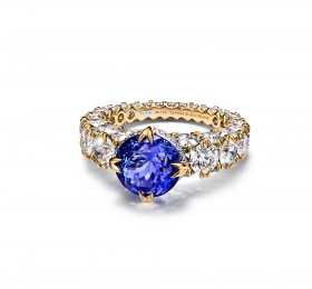 蒂芙尼BLUE BOOK高级珠宝2023 BLUE BOOK 18K黄金镶嵌坦桑石及钻石戒指戒指
