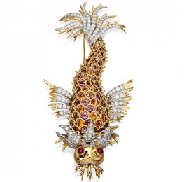 蒂芙尼史隆伯杰系列铂金及18K黄金镶嵌多色宝石及钻石胸针官方图
