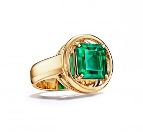 蒂芙尼 18K黄金镶嵌祖母绿戒指 戒指