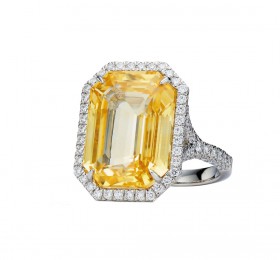 蒂芙尼 铂金镶未优化处理黄色蓝宝石及钻石戒指 戒指