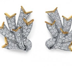 蒂芙尼史隆伯杰系列铂金及黄金镶嵌钻石耳环官方图