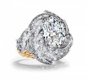 蒂芙尼BLUE BOOK高级珠宝铂金及18K黄金镶钻戒指 戒指