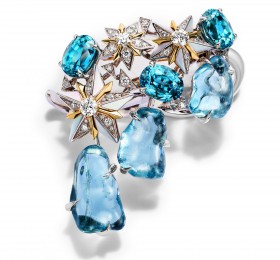蒂芙尼BLUE BOOK高级珠宝铂金及18K黄金镶嵌总重逾8克拉的未经优化处理斯里兰卡蓝宝石，星光蓝宝石及钻石耳环耳饰