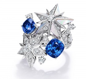 蒂芙尼BLUE BOOK高级珠宝铂金镶嵌未经优化处理斯里兰卡蓝宝石，未经优化处理蓝宝石，珍珠母贝及钻石戒指戒指