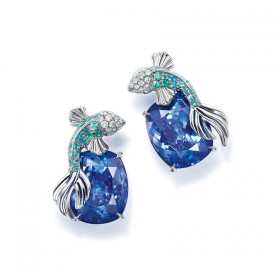 蒂芙尼BLUE BOOK高级珠宝坦桑石海洋生物造型耳环