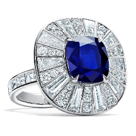 蒂芙尼华彩蓝宝石与钻石戒指