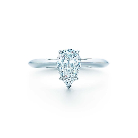 蒂芙尼订婚钻戒铂金镶嵌梨形钻石订婚钻戒