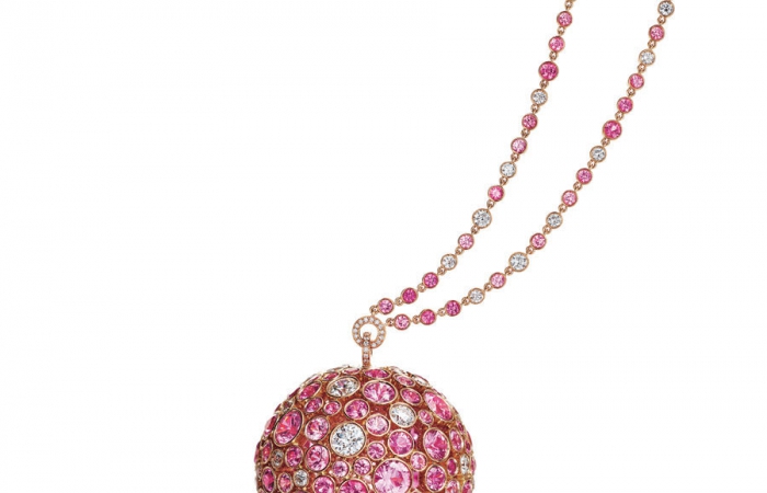 蒂芙尼MASTERPIECES PRISM系列18k玫瑰金镶嵌粉色蓝宝石和钻石吊坠