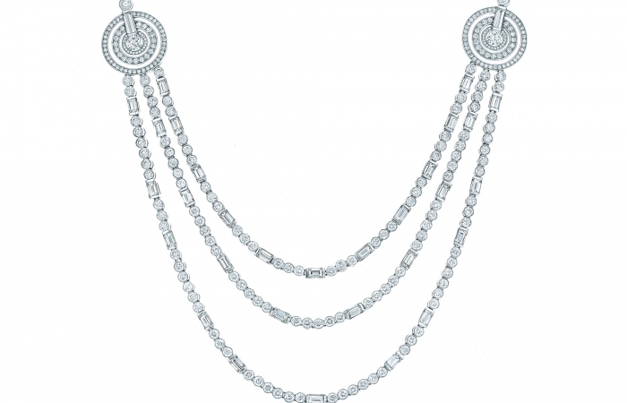 蒂芙尼BLUE BOOK高级珠宝铂金镶嵌圆形和长形钻石项链