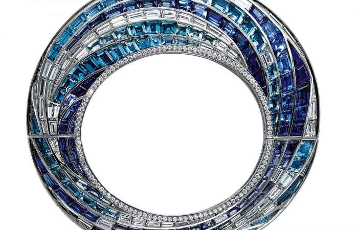 蒂芙尼MASTERPIECES PRISM系列铂金镶嵌蓝宝石、海蓝宝石和钻石手镯